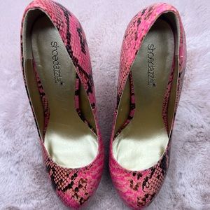 Pink snake print heels